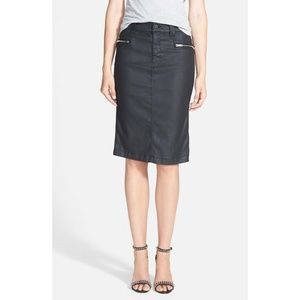 SOLD 7FAM Coated Denim Pencil Skirt